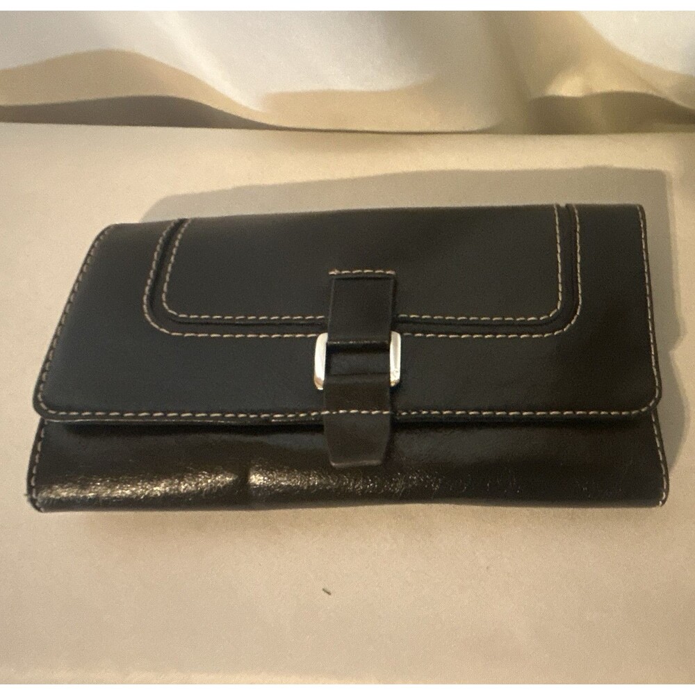 Nine West Black Trifold Wallet Womens Clutch Organizer Checkbook Coin Purse ID